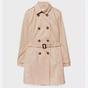 stradivarius Beige Double-Breasted Trench Coat